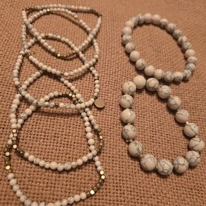 Elegant White and Gold Beaded Necklace Set